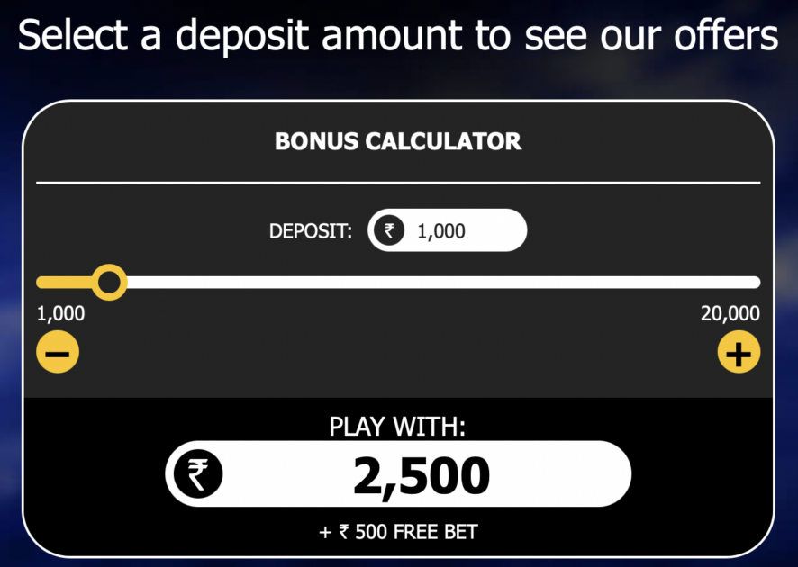 Screenshot of 10Cric's bonus calculator