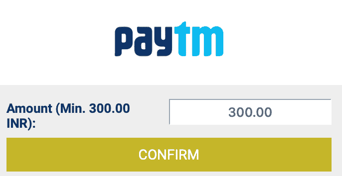 Minimum Paytm deposit.